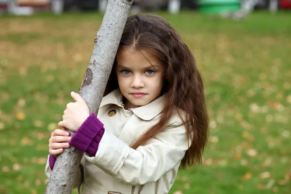 Liten flicka i höstparken — Stockfoto