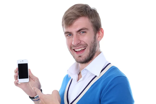 Junger Mann auf seinem Handy — Stockfoto