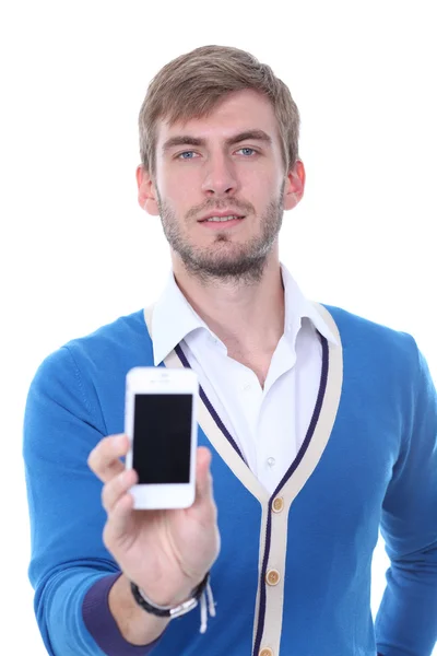 Junger Mann auf seinem Handy — Stockfoto