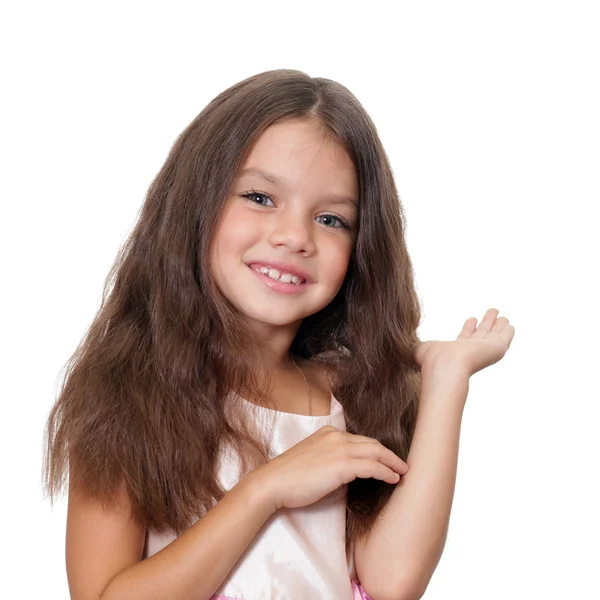 Närbild porträtt av söt liten tjej — Stockfoto