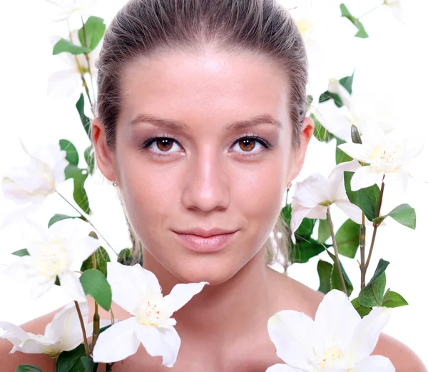 Bella giovane donna faccia — Foto Stock