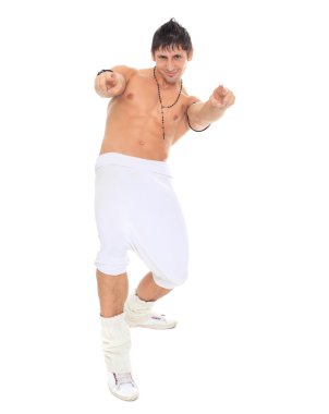 kaslı seksi çıplak dansçı stüdyoda poz