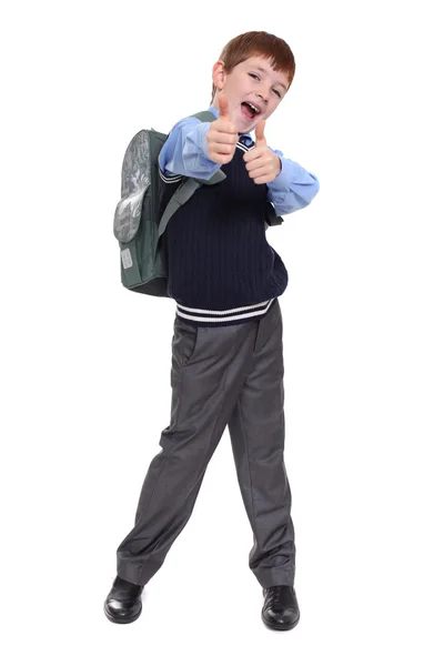 Portrait of a schoolboy isolated on white background — Stock Photo, Image