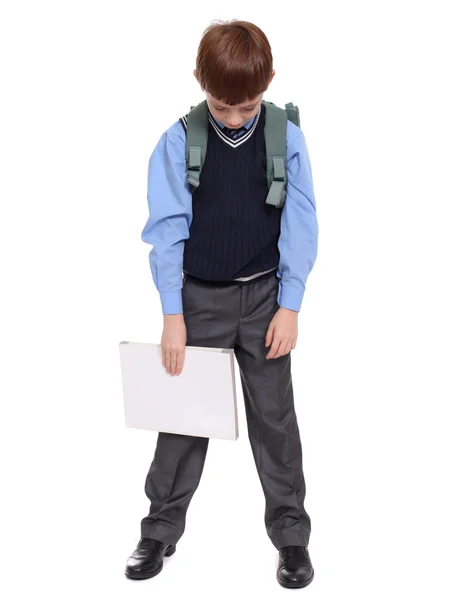 Portrait of a schoolboy isolated on white background — Stock Photo, Image