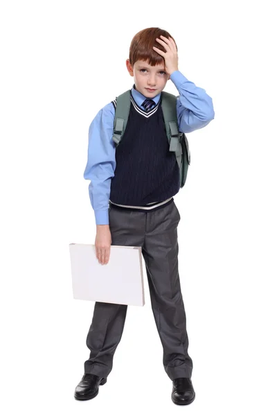 Portrait of a schoolboy isolated on white background — Stock Photo, Image