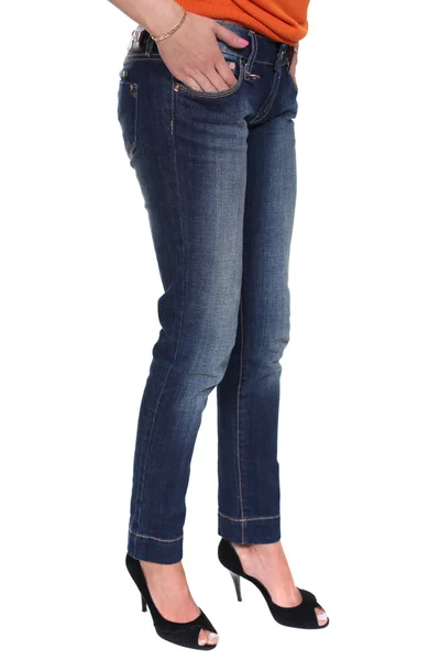 Fermer jeans femme bleu — Photo