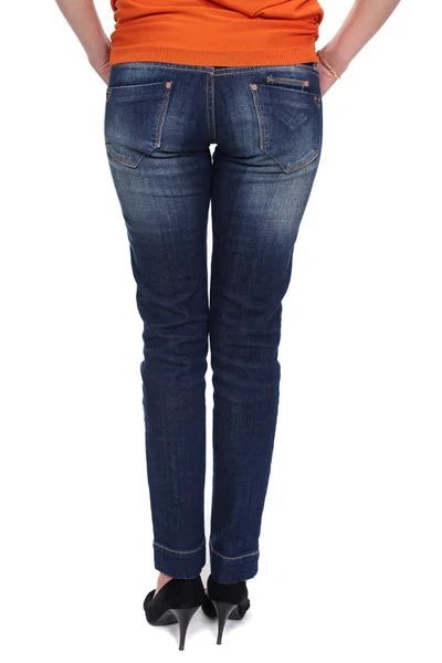 Fechar jeans azul feminino — Fotografia de Stock