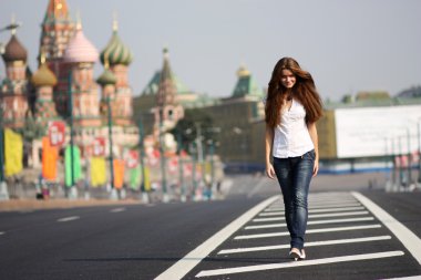 Kadın turist Moskova (Rusya)