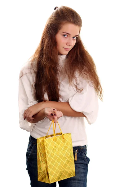 Hermosa mujer con bolsas de compras — Foto de Stock