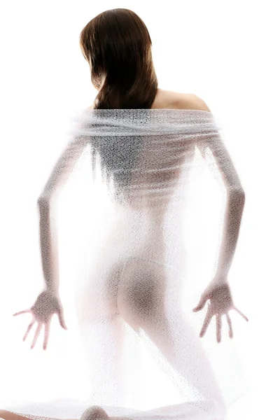 Anonim çıplak kızın dik kumaş kontrast — Stok fotoğraf