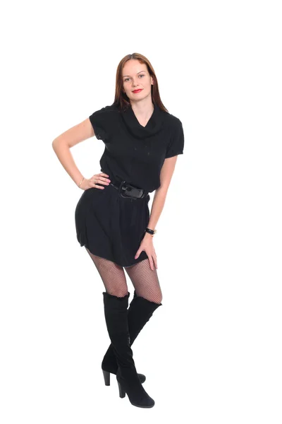 Volle Länge einer schönen jungen Dame im Kleid — Stockfoto