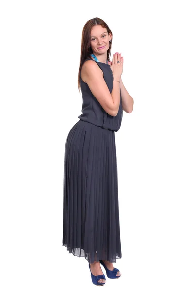 Volle Länge einer schönen jungen Dame im Kleid — Stockfoto