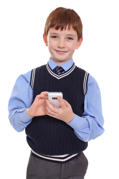 Little boy calling by phone — Stock Photo, Image