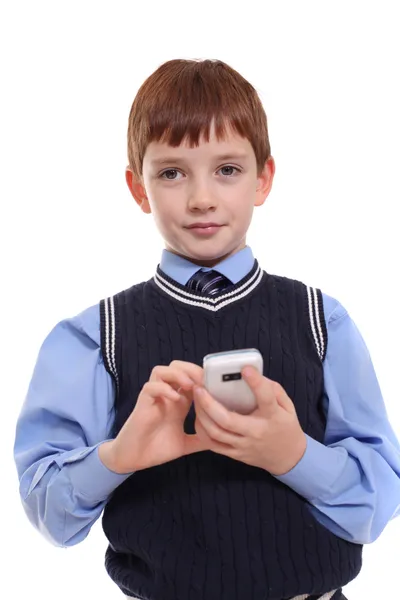 Little boy calling by phone — Stock Photo, Image