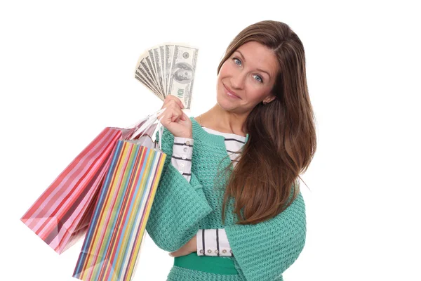 Piękna kobieta z torbami na zakupy — Zdjęcie stockowe