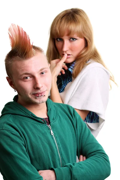 Punk i blondynka młoda kobieta — Zdjęcie stockowe