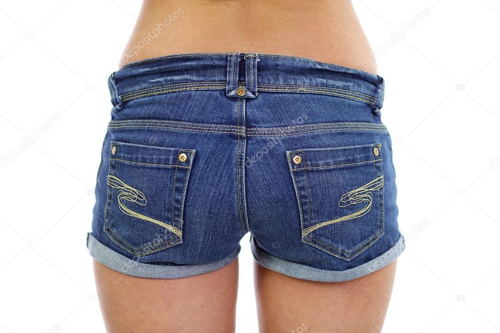 Fashionable women's blue denim shorts