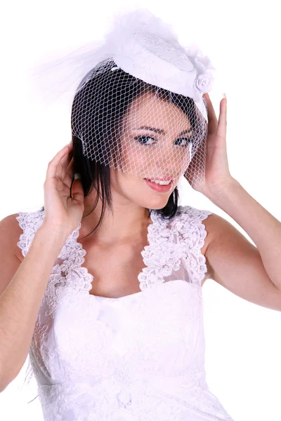 신부 웨딩 드레스에서 아름 다운 여자 — 스톡 사진