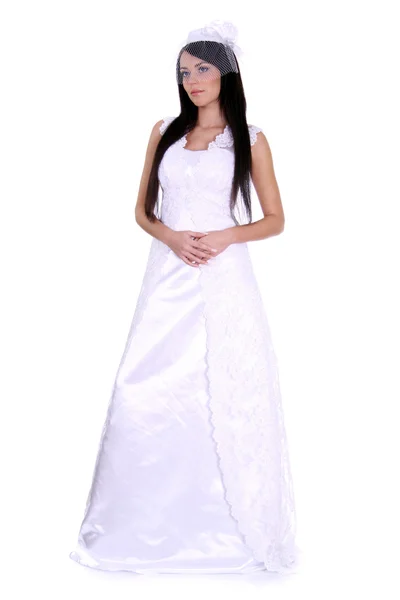 신부 웨딩 드레스에서 아름 다운 여자 — 스톡 사진