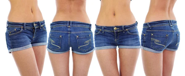 Nahaufnahme weibliche blaue Shorts — Stockfoto