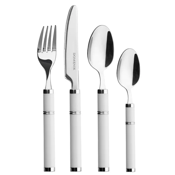 Tenedor, cuchillo y cucharas sobre fondo blanco —  Fotos de Stock