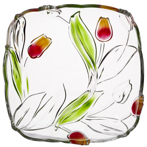 Glazen vaas met tulpen bloemen — Stockfoto