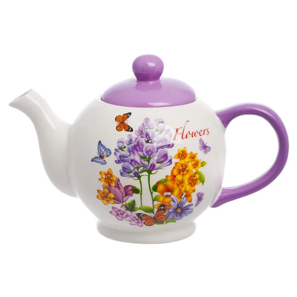 Keramik-Teekanne, isoliert auf weißem Hintergrund — Stockfoto