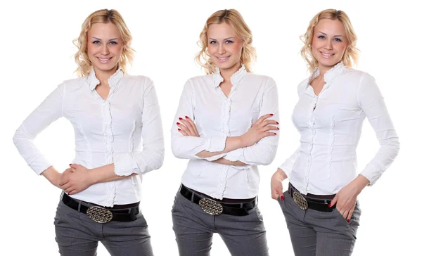 Portrét krásných žen v bílé košili — Stock fotografie
