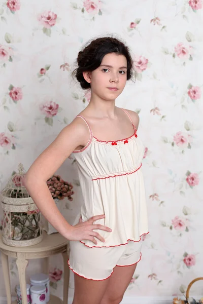 Young teenager girl in pajamas — Stock Photo, Image