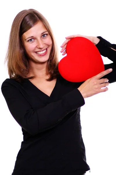 Young woman holding a heart — Stock Photo, Image