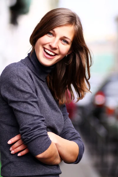 Emotional portrait of a cheerful girl — Stock Photo, Image