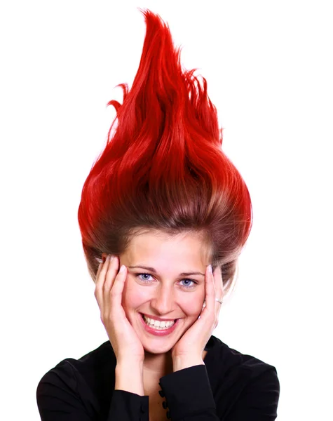 Jovem feliz, cabelo bonito — Fotografia de Stock