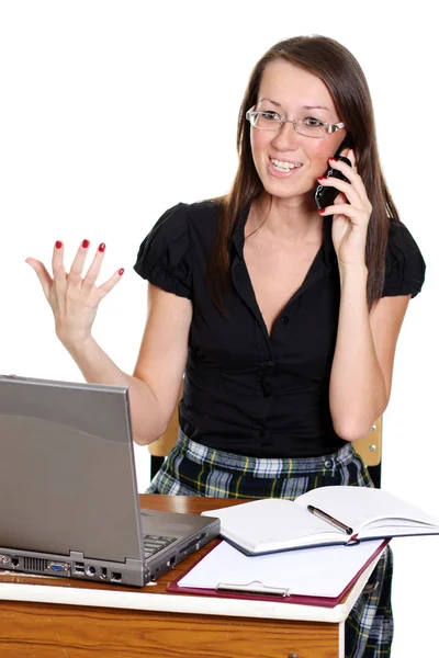 Retrato de una joven empresaria aislada en blanco — Foto de Stock