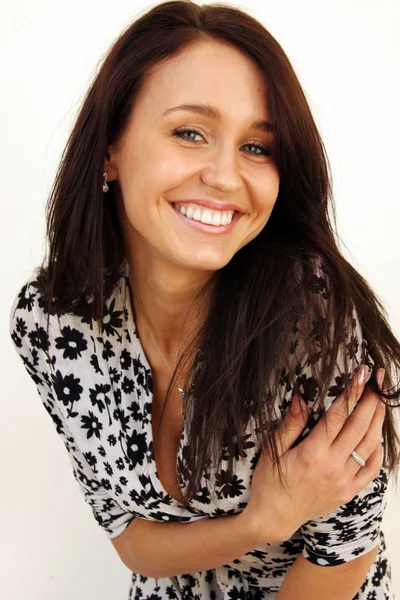 Young happy woman in summer dress — Stock Photo, Image