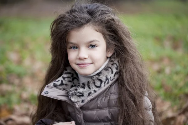 Egy gyönyörű kislány őszi portréja — Stock Fotó