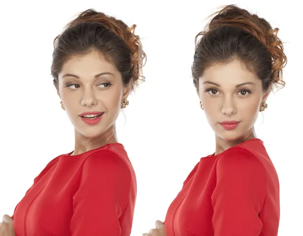 Porträtt av ung kvinna som vackra tvillingar — Stockfoto