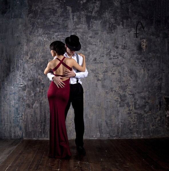 Couple of professional singers in retro style