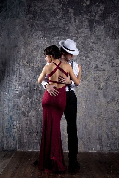 Couple of professional singers in retro style