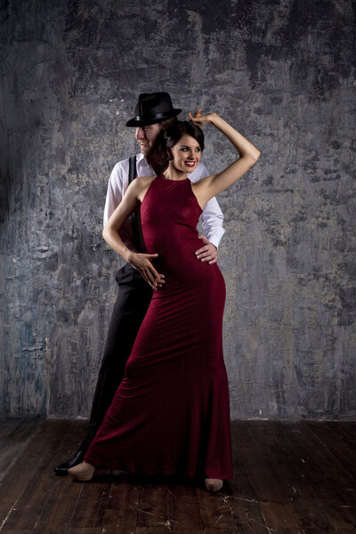 Couple of professional singers in retro style