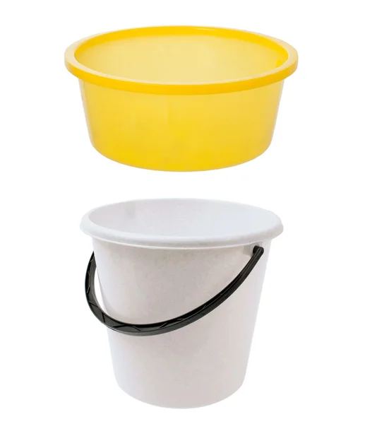 Two empty bucket on white background — Stock Photo, Image