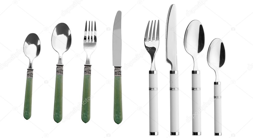 Cutlery set with Fork, Knife and Spoon isolated 