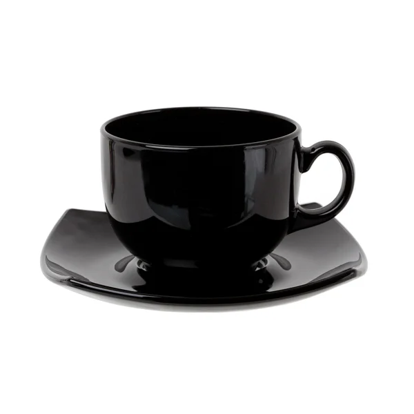 Zwarte kop koffie geïsoleerd op wit — Stockfoto