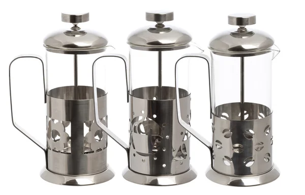 Three Empty glass teapot — Stock Photo, Image