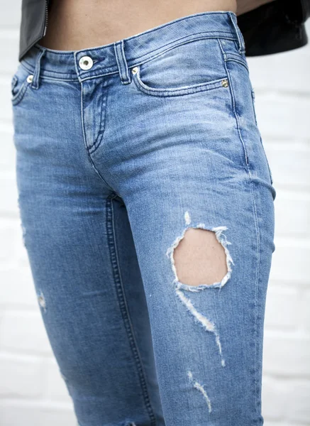 Close female blue jeans — Stock Photo, Image