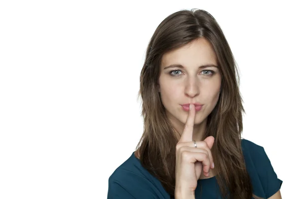 Young women with finger on lips — Stock Photo, Image