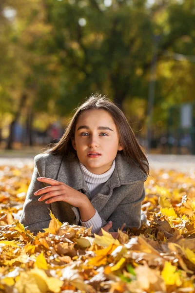秋の公園で美しい少女の肖像画 — ストック写真