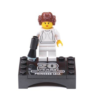 RUSSIA, SAMARA, 20 Kasım 2021 Lego yapıcı Prenses Leia