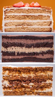 Üç katmanlı ev yapımı kek kolajı