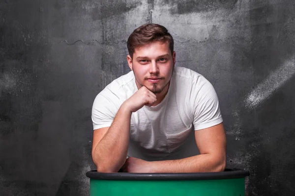 Portrait Young Guy White Shirt — Stock Photo, Image