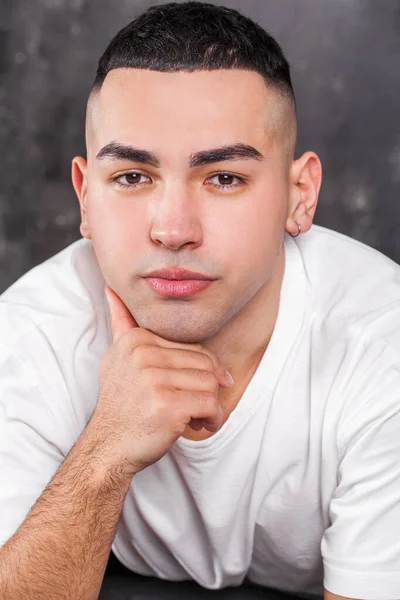 Portrait Young Guy White Shirt — Stock Photo, Image